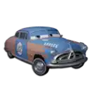 a blue and brown car from the movie cars