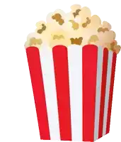 a red and white striped container of popcorn on a white background