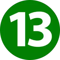 a green circle with a white number 13 inside of it