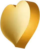 a gold heart with a yellow stripe on the bottom