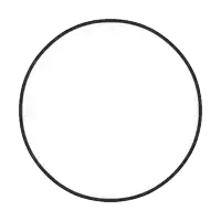 a black circle on a white background with a white border