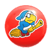 a red ball with a cartoon character on it