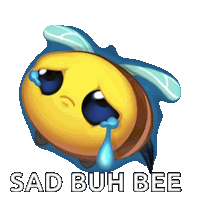 a sad bee with tears coming out of its eyes and the words sad buh bee below it