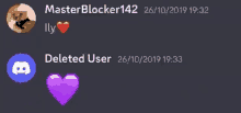 a screenshot of a discord conversation between masterblocker 142 and illy