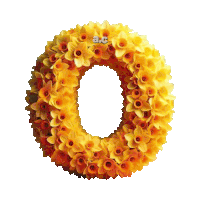 the letter o is made of yellow flowers and has the letters a.c. on it