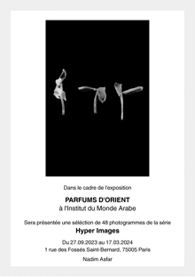 a poster for an exhibition called parfums d orient