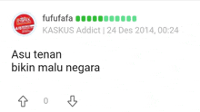 a screenshot of a review on a website that says `` asu tenan bikin malu negara ''