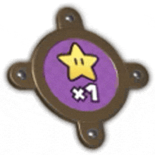 a purple circle with a yellow star on it and the number 1 .