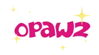 a pink opaw2 logo with yellow stars