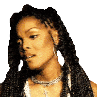 a woman with braids and a cross necklace on her neck