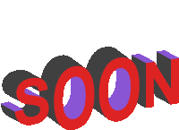 a red and purple sign that says soon