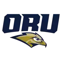 a blue and gold logo for oru with an eagle