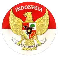 a red white and gold emblem of indonesia