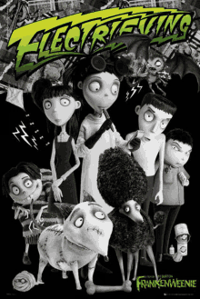 a poster for frankenweenie shows a group of characters