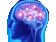 a close up of a person 's head with a brain glowing in the dark .