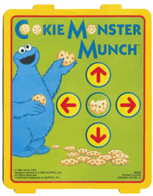 a sesame street cookie monster munch game is printed in the u.s.a