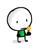 a stick figure with a green shirt and a torch in his hand