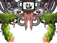 a computer generated image of a monster with a smiling face on it