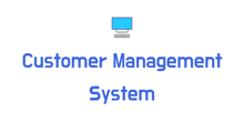 a computer monitor with the words customer management system underneath it