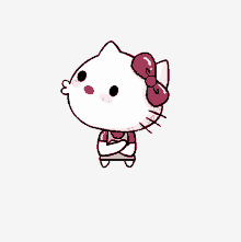 a drawing of hello kitty with her arms crossed and a bow on her head