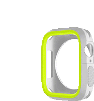 a white case for an apple watch with a neon yellow rim