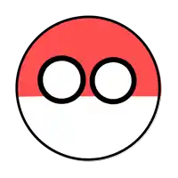 a red and white circle with two black circles in the middle