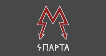 a logo for sparta with a red lightning bolt and arrows