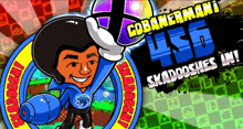 a cartoon of a man holding a soccer ball with the words ' cobanermani 450 ' on the top