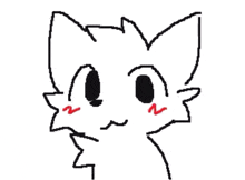 a black and white drawing of a cat 's face with a red n on its cheek .