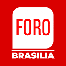 a red and white logo for foro brasilia on a red background