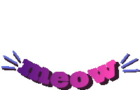 a purple and pink graphic that says meow