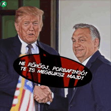 two men shaking hands with a speech bubble saying ne rohoj porbafingo