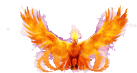 a phoenix with flames coming out of it 's head