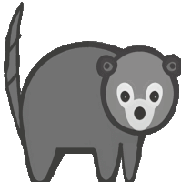 a black and white drawing of a bear with a surprised look on his face