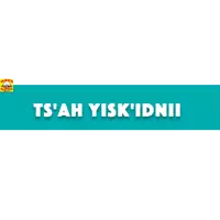 a blue banner with the words ts ' ah yisk ' idnii written on it