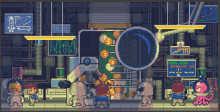 a pixel art drawing of a room with a magnifying glass and a sign that says 11:11