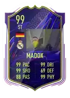 a soccer card with the name madox on the front