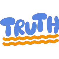 a blue and orange logo that says truth on a white background