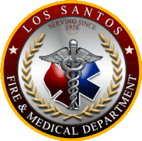 los santos fire and medical department logo with a caduceus