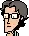 a pixel art illustration of a man wearing glasses and a suit .