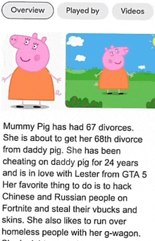 mummy pig has had 67 divorces and is about to get her 68th divorce