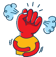 a cartoon drawing of a person 's fist with smoke coming out of it