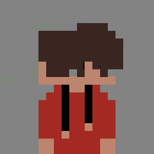 a pixel art drawing of a boy in a red hoodie