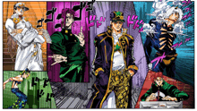 a collage of jojo 's bizarre adventure characters with the word hell in the corner