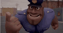 a cartoon police officer is smiling and giving a thumbs up sign .