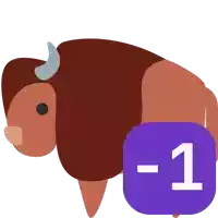 an icon of a bison with a purple square with the number 1 on it