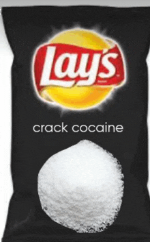 a bag of lay 's crack cocaine chips with a single chip