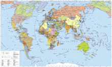 a map of the world in russian shows the ocean