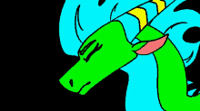 a cartoon drawing of a dragon with its tongue out