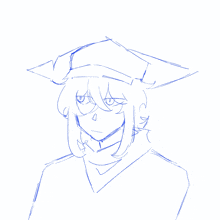 a drawing of a man wearing a graduation cap and gown